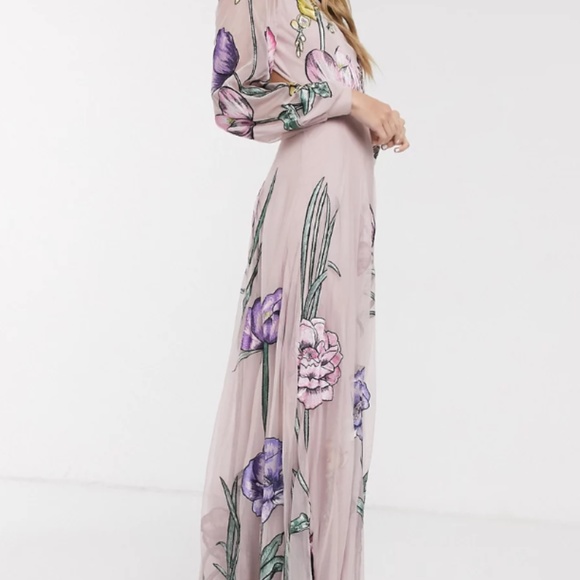 ASOS EDITION maxi dress with cut out back and oversized floral embroidery - Picture 4 of 4